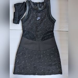 Gorgeous Custom Black Tennis Dress with Lace and Swarovski Crystals! Size S! NEW